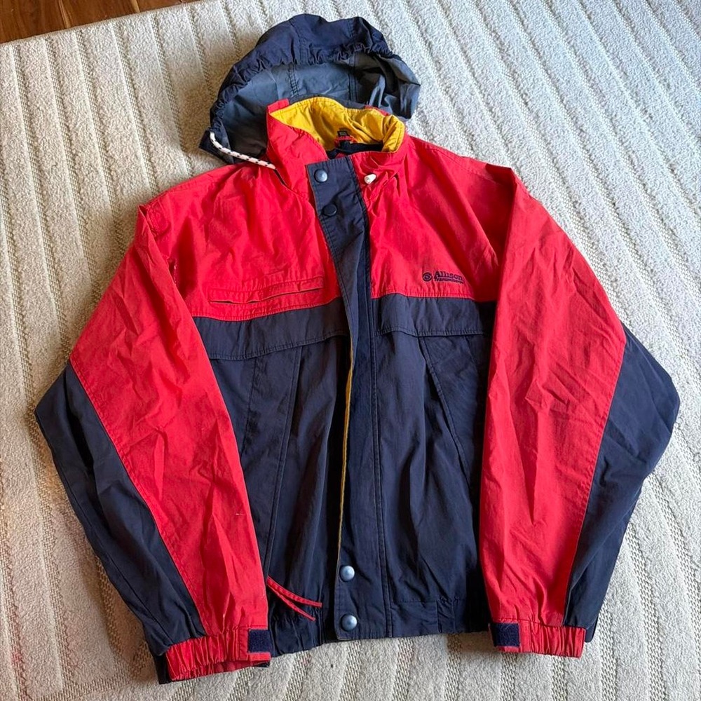 Vtg Dunbrooke Jacket Men's 2XL Hooded Colorblock Red Navy Yellow Workwear